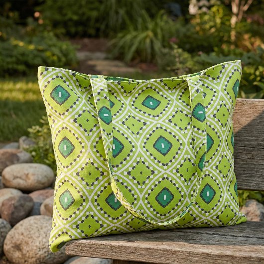 Stijlvol Boho Ethnic Lime Green Geometric Pattern Stof