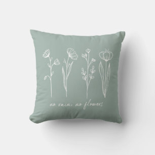 Stijlvol Boho Flower Inspirerend Quote Sage Green Kussen