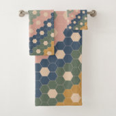 Stijlvol Boho Geometric Pattern Blue Blush Bad Handdoek (Insitu)