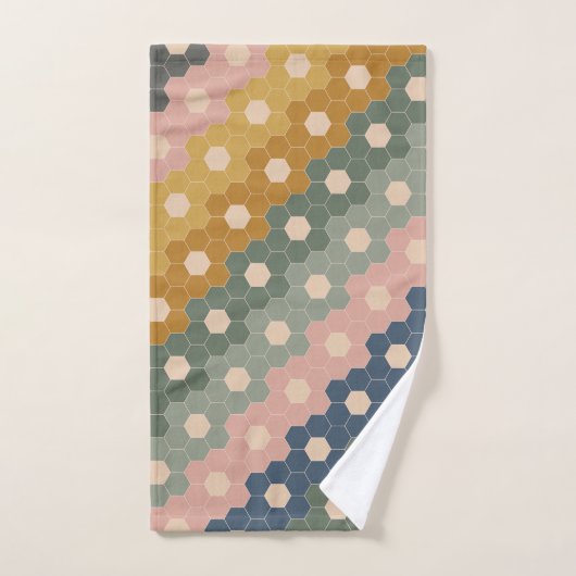 Stijlvol Boho Geometric Pattern Blue Blush Bad Handdoek (Handdoek)