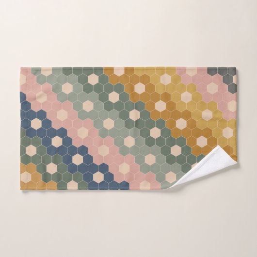 Stijlvol Boho Geometric Pattern Blue Blush Bad Handdoek (Handdoek)