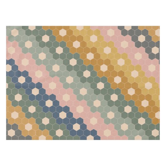 Stijlvol Boho Geometric Pattern Blue Blush Tafelkleed (Voorkant (Horizontaal))