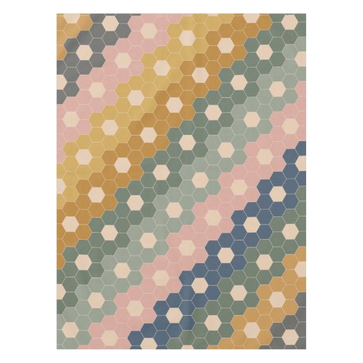 Stijlvol Boho Geometric Pattern Blue Blush Tafelkleed (Voorkant)