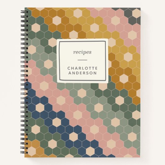 Stijlvol Boho Geometric Pattern Blue Green Recipe Notitieboek (Voorkant)
