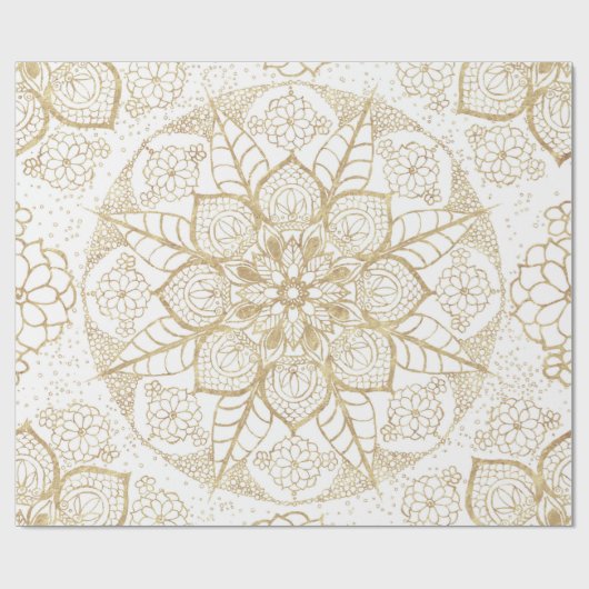Stijlvol boho hand getrokken gouden mandala cadeaupapier (Vlak)