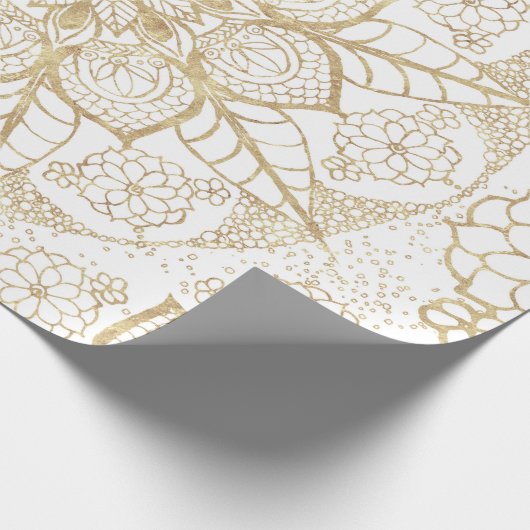 Stijlvol boho hand getrokken gouden mandala cadeaupapier (Hoek)