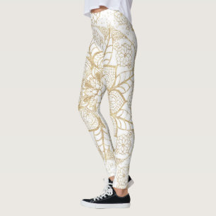 Stijlvol boho hand-zuig gouden mandala leggings