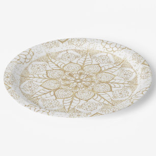 Stijlvol boho hand-zuig gouden mandala papieren bordje