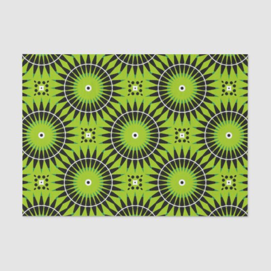 Stijlvol Boho Lime Green Geometric Pattern Tissuepapier (Voorkant)