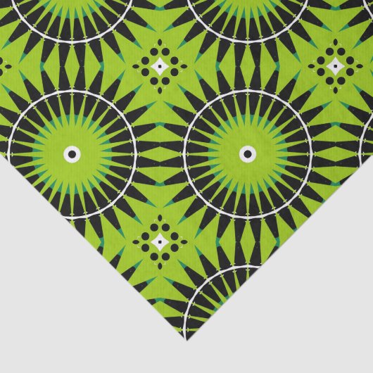 Stijlvol Boho Lime Green Geometric Pattern Tissuepapier (Detail)