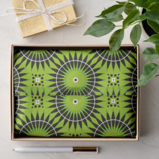 Stijlvol Boho Lime Green Geometric Pattern Tissuepapier (Geschenk)