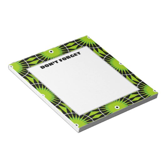 Stijlvol Boho Lime Green Pattern Vergeet niet Notitieblok (Schuin)
