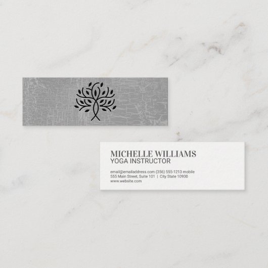 Stijlvol boompictogram met grijs mini visitekaartje (Voorkant / Achterkant)