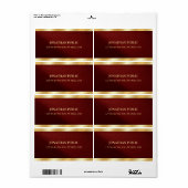 Stijlvol Bordeaux & Goud Tekst Sjabloon Verzending Etiket (Full Sheet)