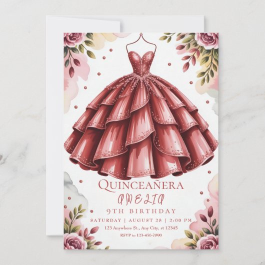 stijlvol bordeauxfeest kaart (Voorkant)