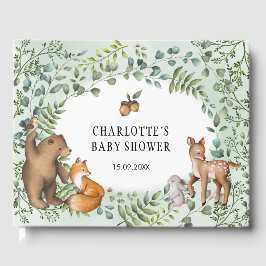 Stijlvol bos Woodland Baby Animals Greenery Gastenboek