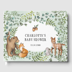 Stijlvol bos Woodland Baby Animals Greenery Gastenboek