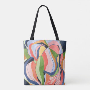 Stijlvol botanisch aquarel abstract patroon tote bag