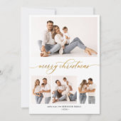 Stijlvol Botanisch Script 4 Multi Photo Christmas Feestdagenkaart (Voorkant)