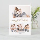 Stijlvol Botanisch Script 4 Multi Photo Christmas Feestdagenkaart (Staand voorkant)