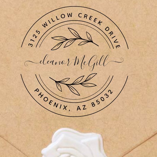 Stijlvol Botanisch Script-retouradres Zelfinktende Stempel