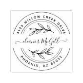 Stijlvol Botanisch Script-retouradres Zelfinktende Stempel (Design)