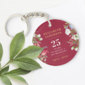 Stijlvol Bourgondisch rood en wit Jubileum Sleutelhanger