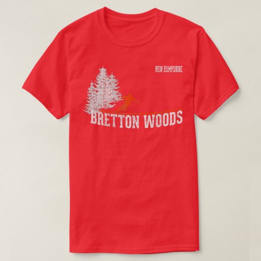 Stijlvol Bretton-Bossen van 1980 NH  Skiing T-shirt (Design voorkant)