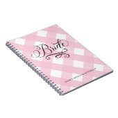 Stijlvol Bride Blush Pink Gingham Wedding Notitieb Notitieboek (Rechterzijde)