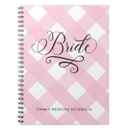 Stijlvol Bride Blush Pink Gingham Wedding Notitieb Notitieboek