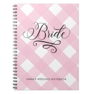 Stijlvol Bride Blush Pink Gingham Wedding Notitieb Notitieboek