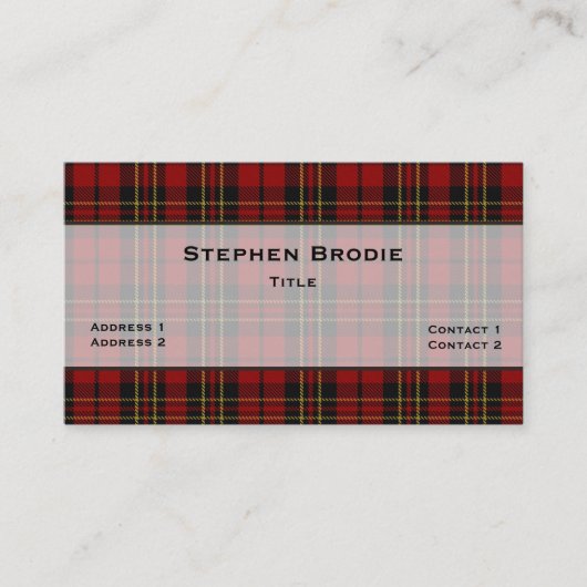 Stijlvol Brodie Tartan Pset Custom Visitekaartje (Voorkant)