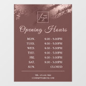 Stijlvol bronzen bedrijfslogo Openingstijden Raamsticker (Vel)