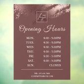 Stijlvol Bronzen Zakelijk Logo Openingstijden Raamsticker (Vel 3)