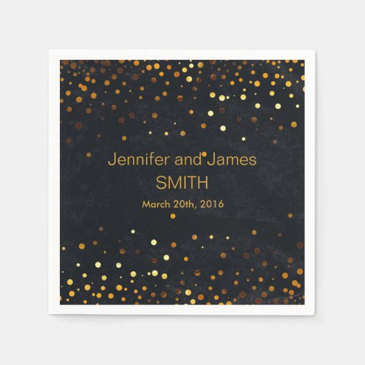 Stijlvol bruiloft Mini confetti gold Black Black Servet (Voorkant)