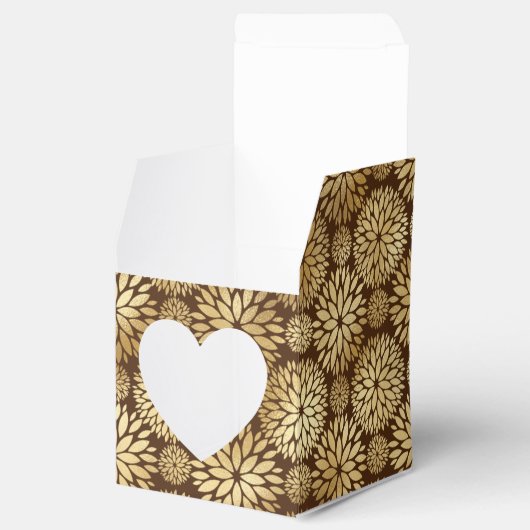 Stijlvol bruin- en goudkoortspatroon bedankdoosjes (Geopend)