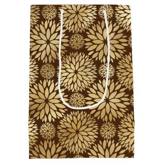 Stijlvol bruin- en goudkoortspatroon medium cadeauzakje (Achterkant)