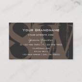 Stijlvol bruin grijs en wit met monogram modern visitekaartje (Achterkant)