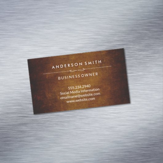 Stijlvol  bruin magnetisch visitekaartje (Voorbeeld)