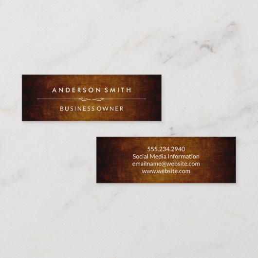 Stijlvol  bruin mini visitekaartje (Voorkant / Achterkant)