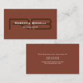 Stijlvol bruin monogram minimalistisch plein eenvo visitekaartje (Voorkant / Achterkant)