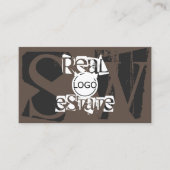 Stijlvol bruin wit met Logo en monogram Visitekaartje (Voorkant)