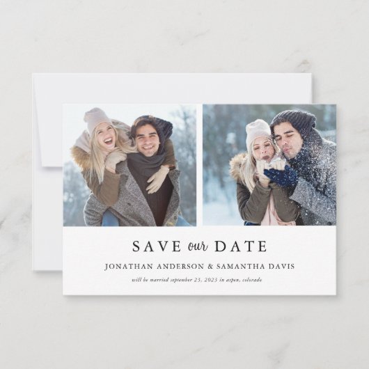 Stijlvol budget voor fotocollage sparen onze datum save the date (Voorkant)