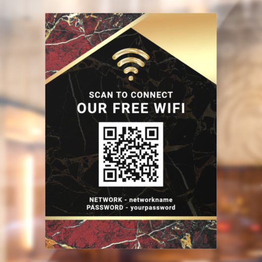 Stijlvol Burgundy QR Code Wifi Netwerk Wachtwoord Raamsticker (Vel 2)