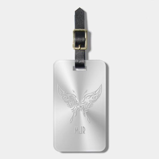 Stijlvol Butterfly Round Tail, in reliëfdruk Bagagelabel (Voorkant verticaal)