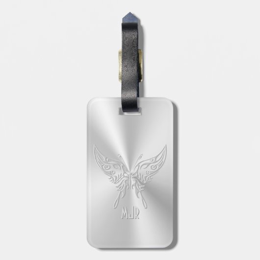 Stijlvol Butterfly Round Tail, in reliëfdruk Bagagelabel (Achterkant verticaal)