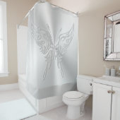 Stijlvol Butterfly Round Tail, in reliëfdruk Douchegordijn (In situ)