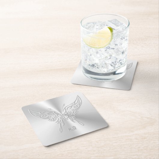 Stijlvol Butterfly Round Tail, in reliëfdruk Kartonnen Onderzetters (Insitu)