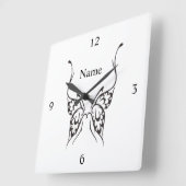 Stijlvol Butterfly Tattoo Thunder_Cove Vierkante Klok (Hoek)