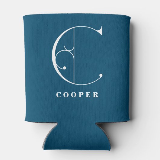 Stijlvol C-monogram met scrollbord met achternaam Blikjeskoeler (Achterkant)